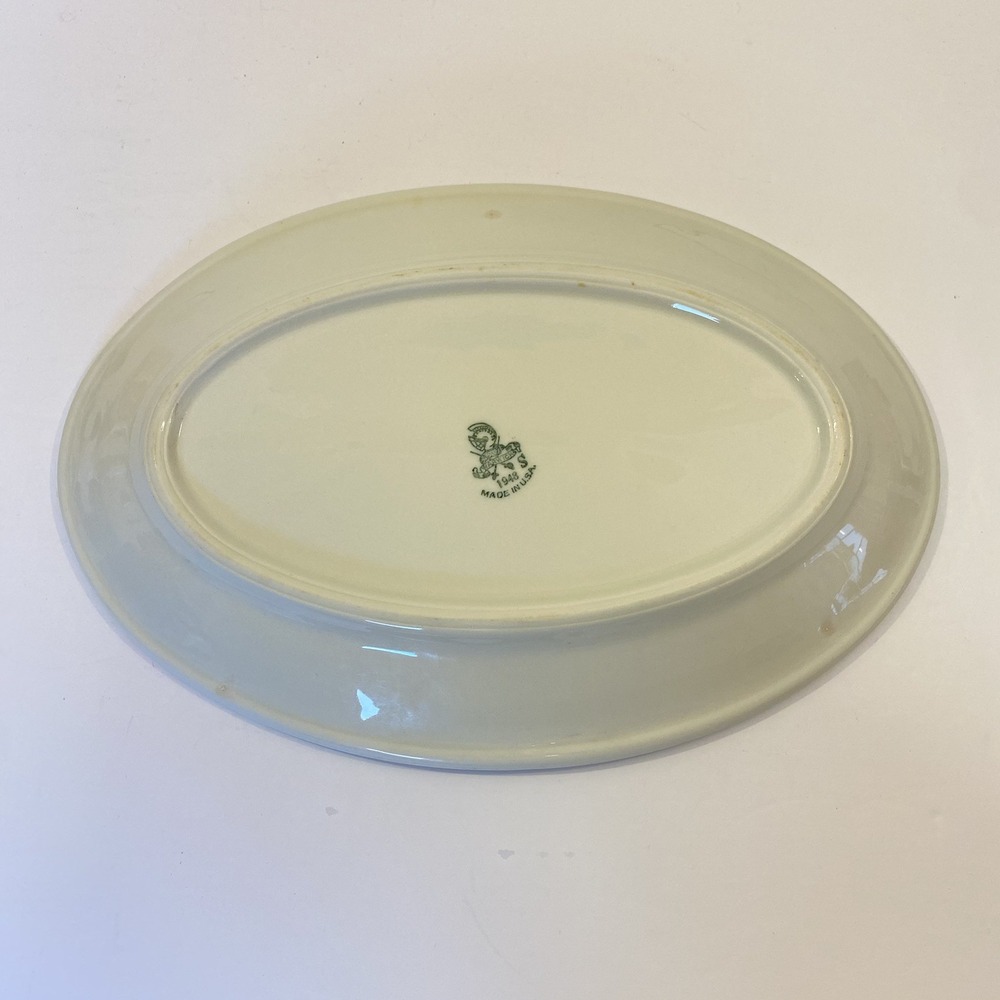 1948 Vintage Warwick China 12" Green Stripe Restaurant Stoneware Serving Platter - Picture 5 of 8